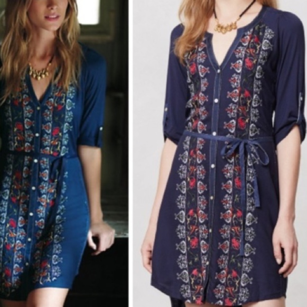 {Anthro} Tiny Embroidered Tunic/Mini Dress